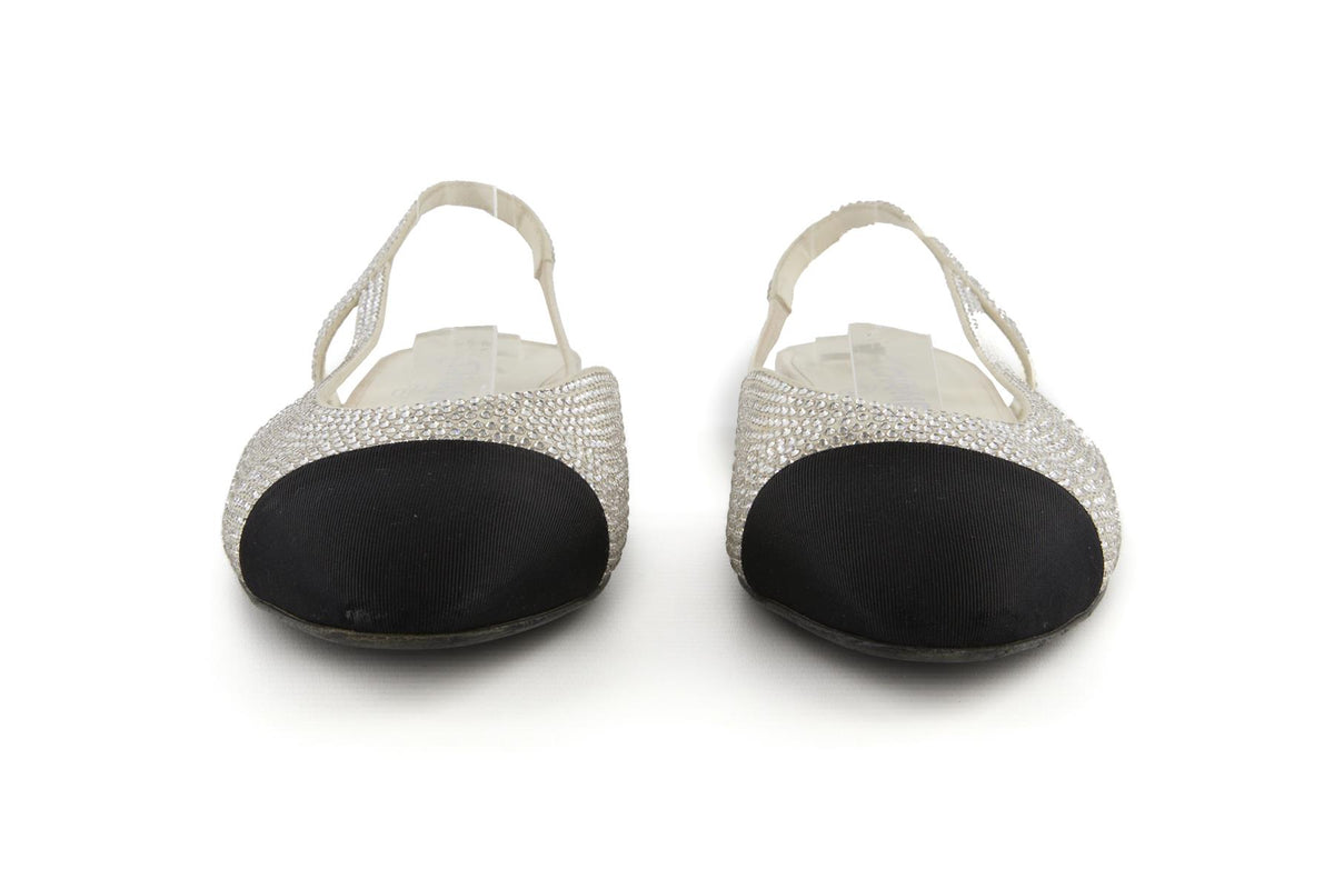 CHANEL ECRU 2025 CRYSTAL SLINGBACK PUMPS EU 39 UK 6 US 9