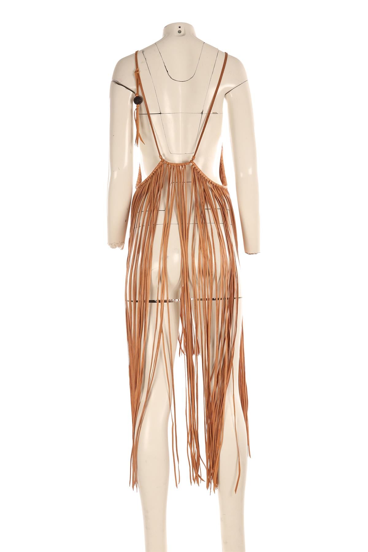CARAVANA BEIGE LEATHER MIDI DRESS ONE SIZE