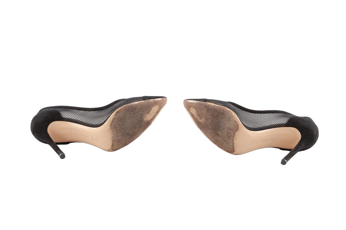 GIANVITO ROSSI BLACK MESH PUMPS EU 38.5 UK 5.5 US 8.5