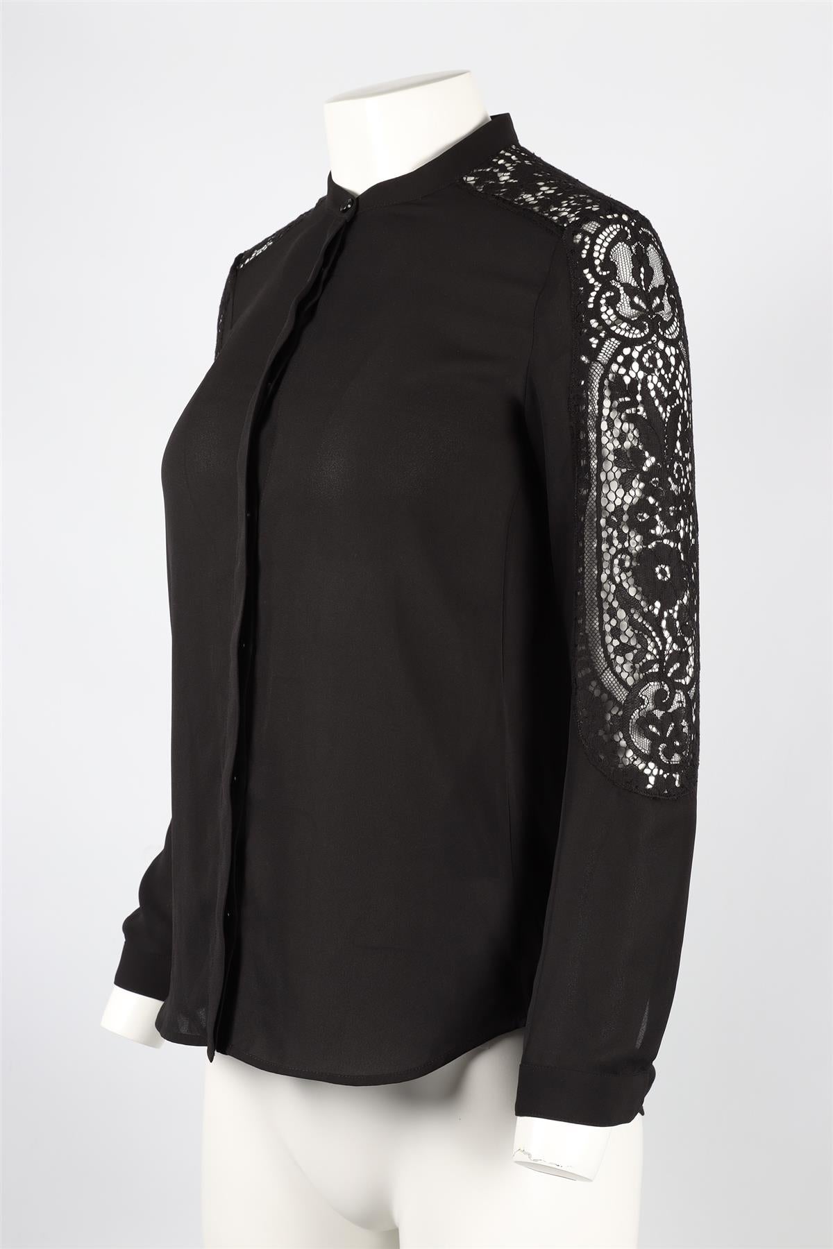 THE KOOPLES BLACK CHIFFON AND LACE SHIRT SIZE XS