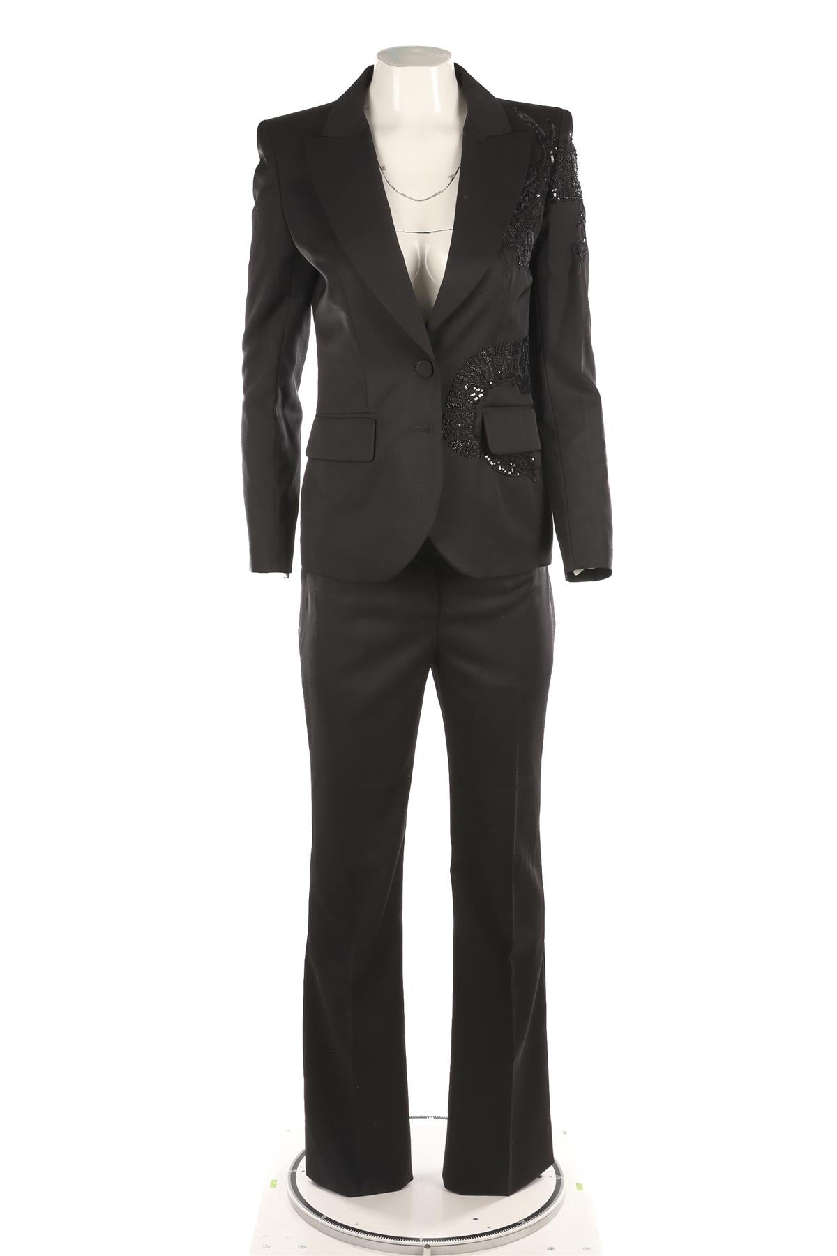 ALEXANDER MCQUEEN BLACK WOOL BLAZER AND PANT SET IT 40