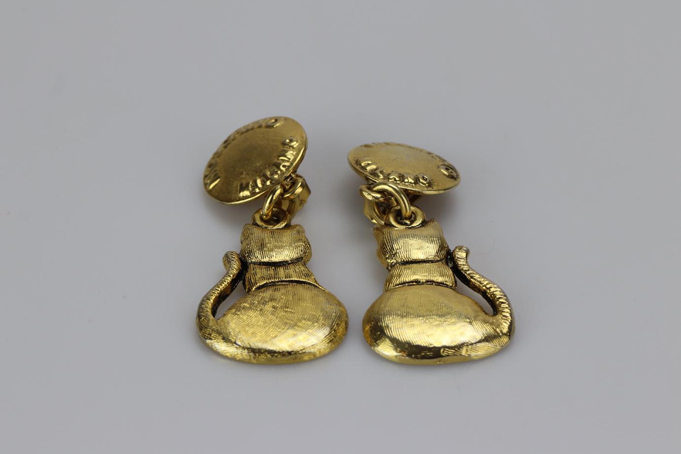 MOSCHINO CAT GOLD TONE CLIP ON EARRINGS