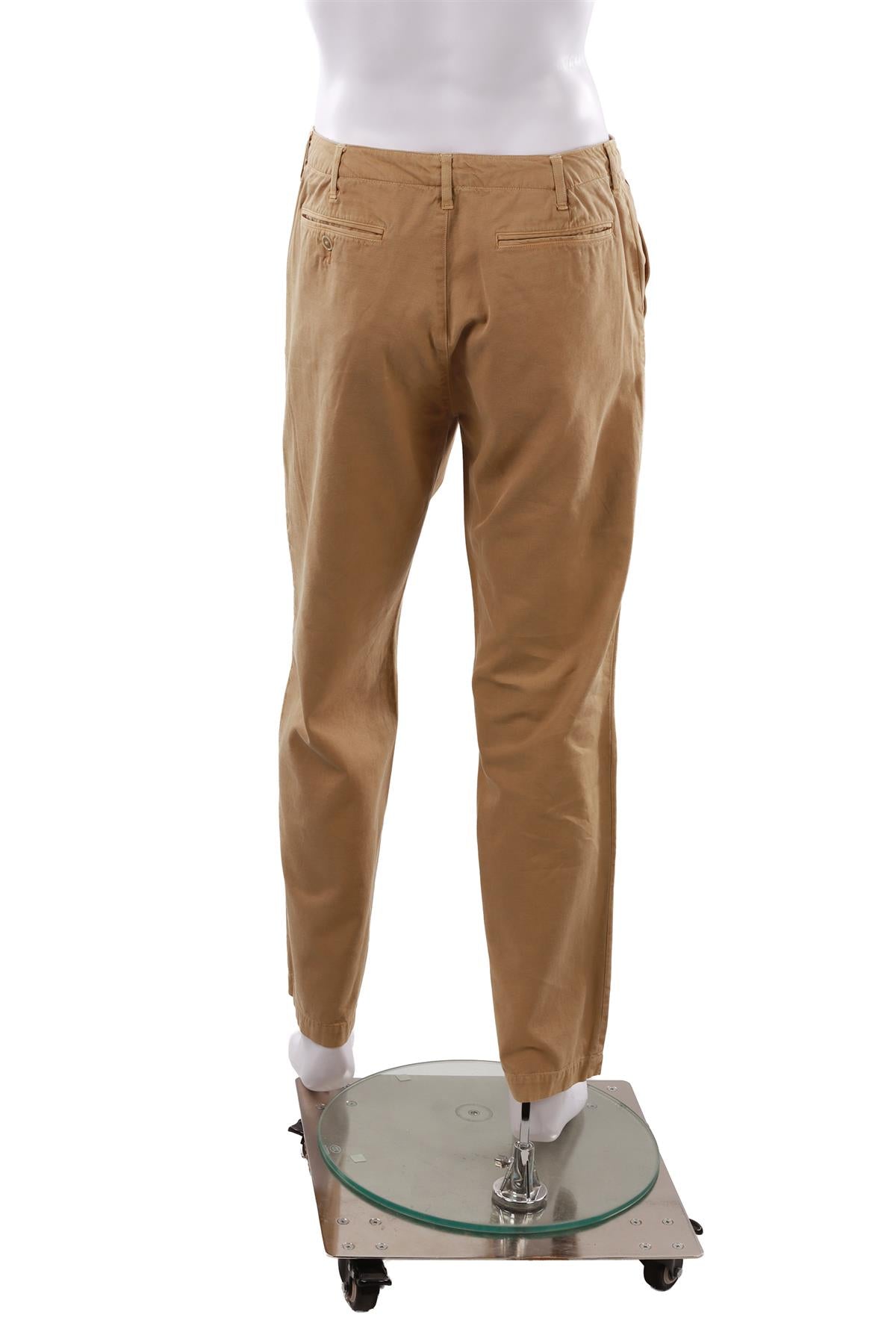 BEIGE MEN'S COTTON STRAIGHT LEG PANTS