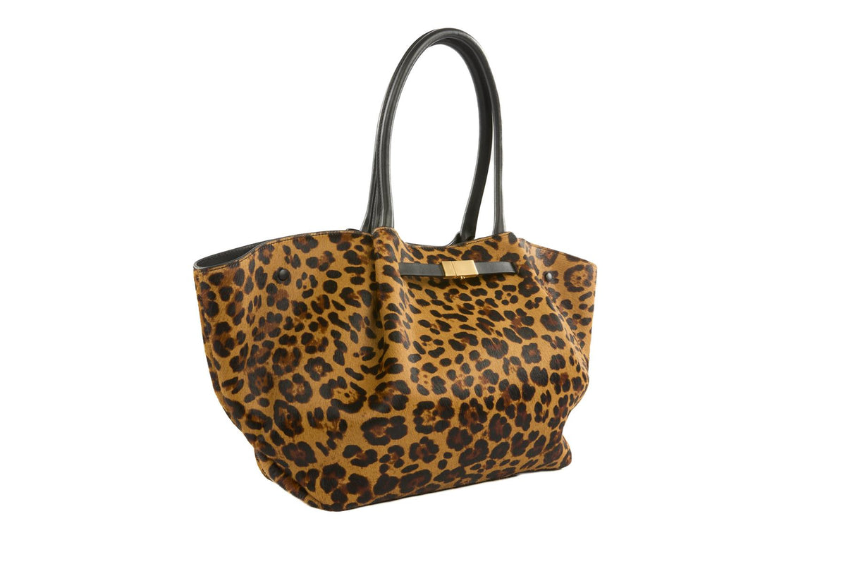 DEMELLIER BROWN NEW YORK MEDIUM CALF HAIR TOTE BAG