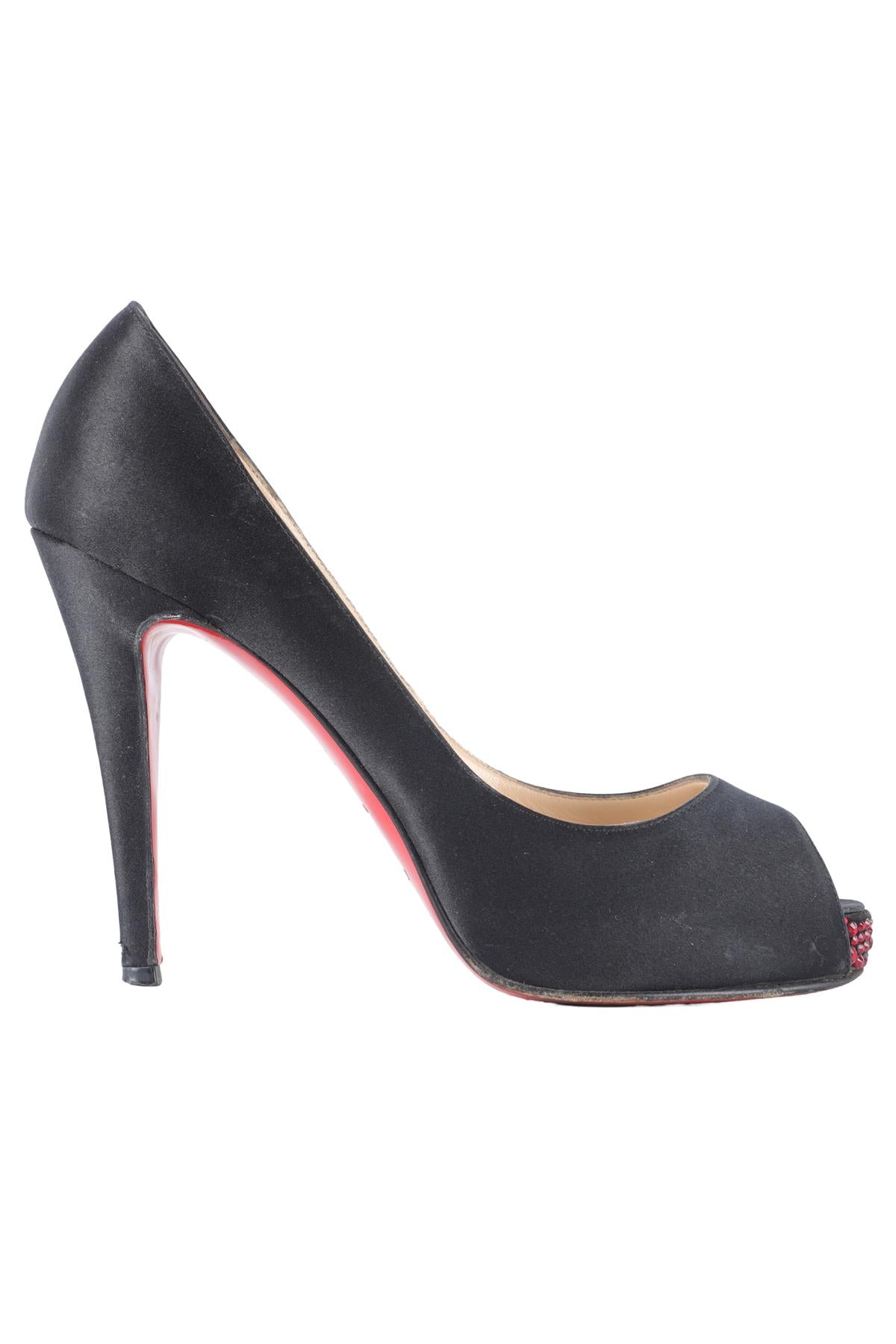 CHRISTAIN LOUBOUTIN BLACK SATIN PUMPS EU 38.5 UK 5.5 US 8.5
