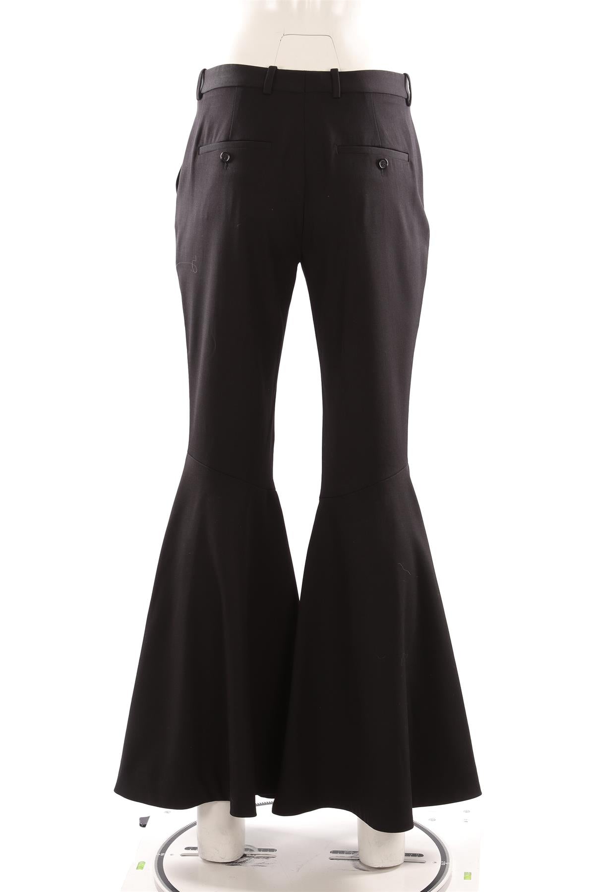SAINT LAURENT BLACK WOOL FLARED PANTS FR 40 UK 12