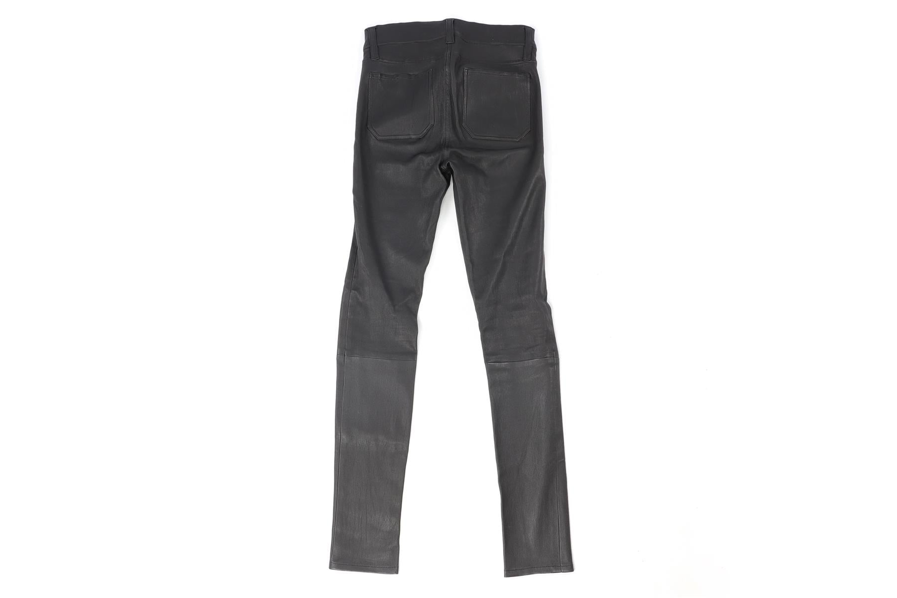 M.I.H BLACK LEATHER SKINNY PANTS W25 UK 6-8