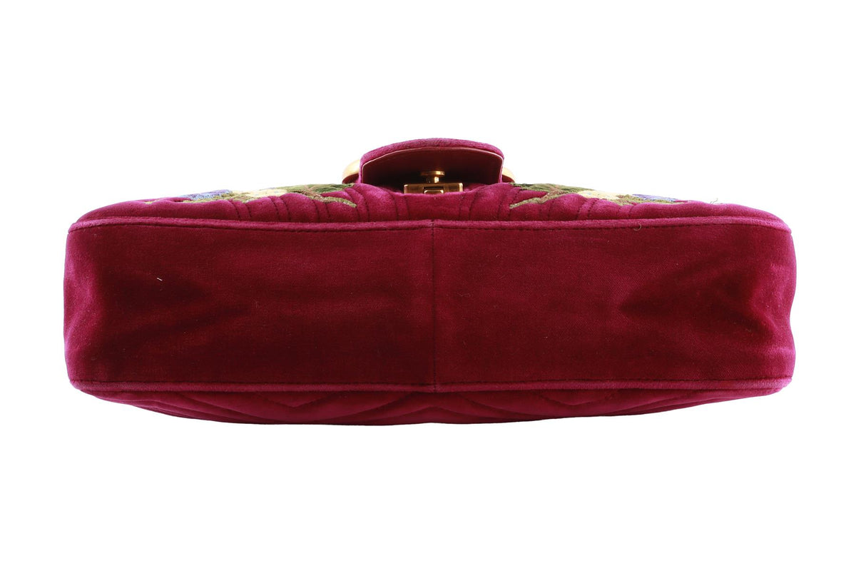 PURPLE MARMONT LARGE QUILTED VELVET SHOULDER BAG