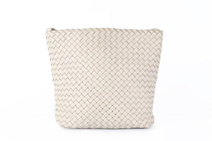 BOTTEGA VENETA ECRU INTRECCIATO LEATHER BUCKET BAG