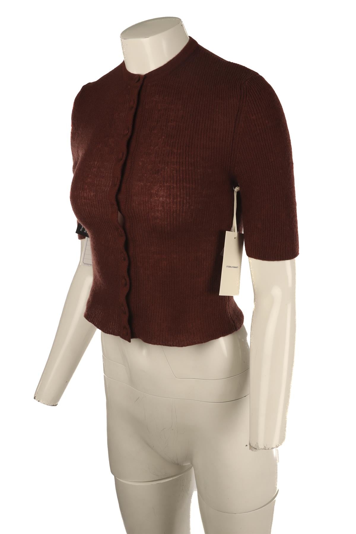 CITIZENS OF HUMANITY BROWN WOOL CARDIGAN XSMALL