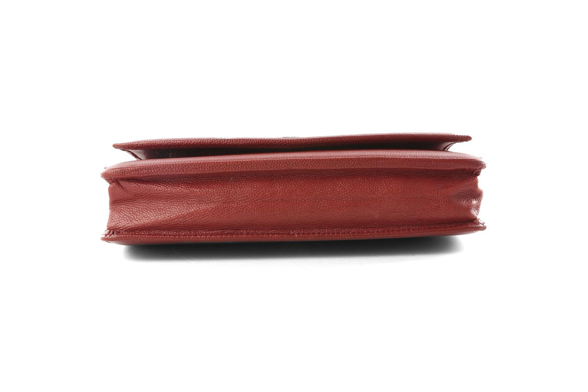 CHANEL RED 2012 SEVRUGA WALLET ON CHAIN CAVIAR LEATHER CROSSBODY BAG
