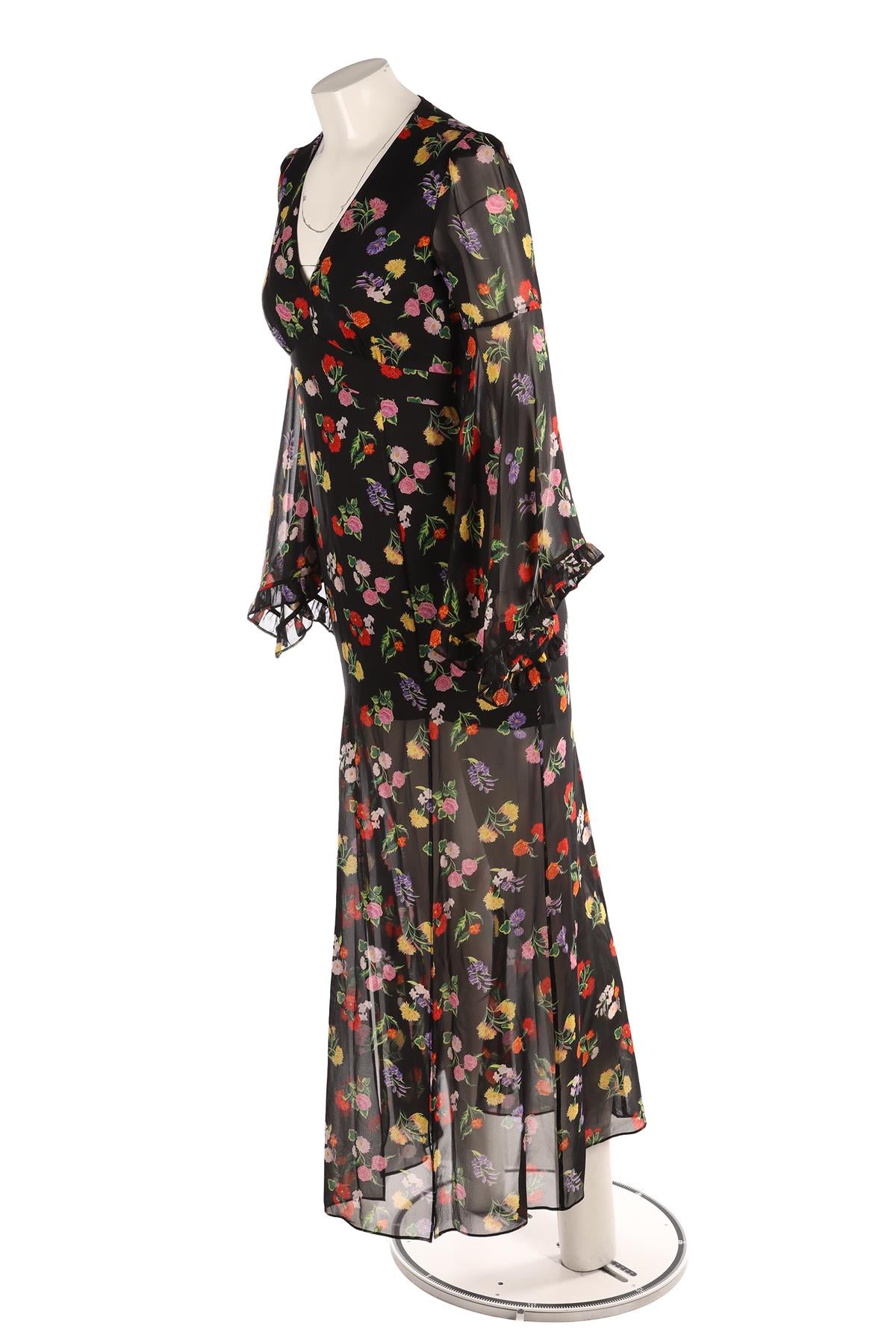 SALONI BLACK SILK MAXI DRESS UK 8