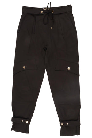 ROBERTO CAVALLI BLACK COTTON TAPERED PANTS IT 38 UK 6