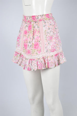 LOVESHACKFANCY MULTI COTTON MINI SKIRT SMALL