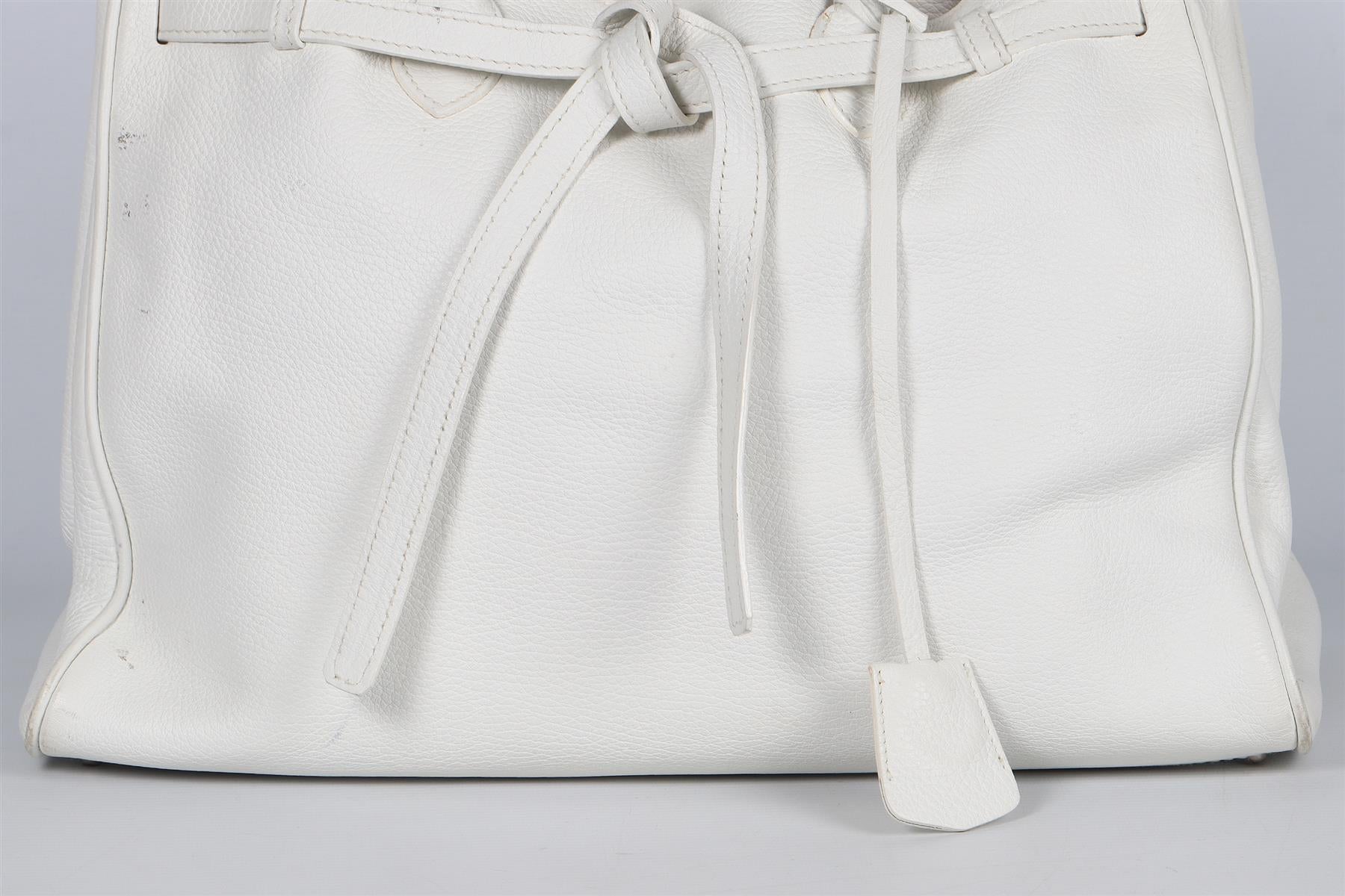 BAMFORD WHITE LEATHER TOTE BAG