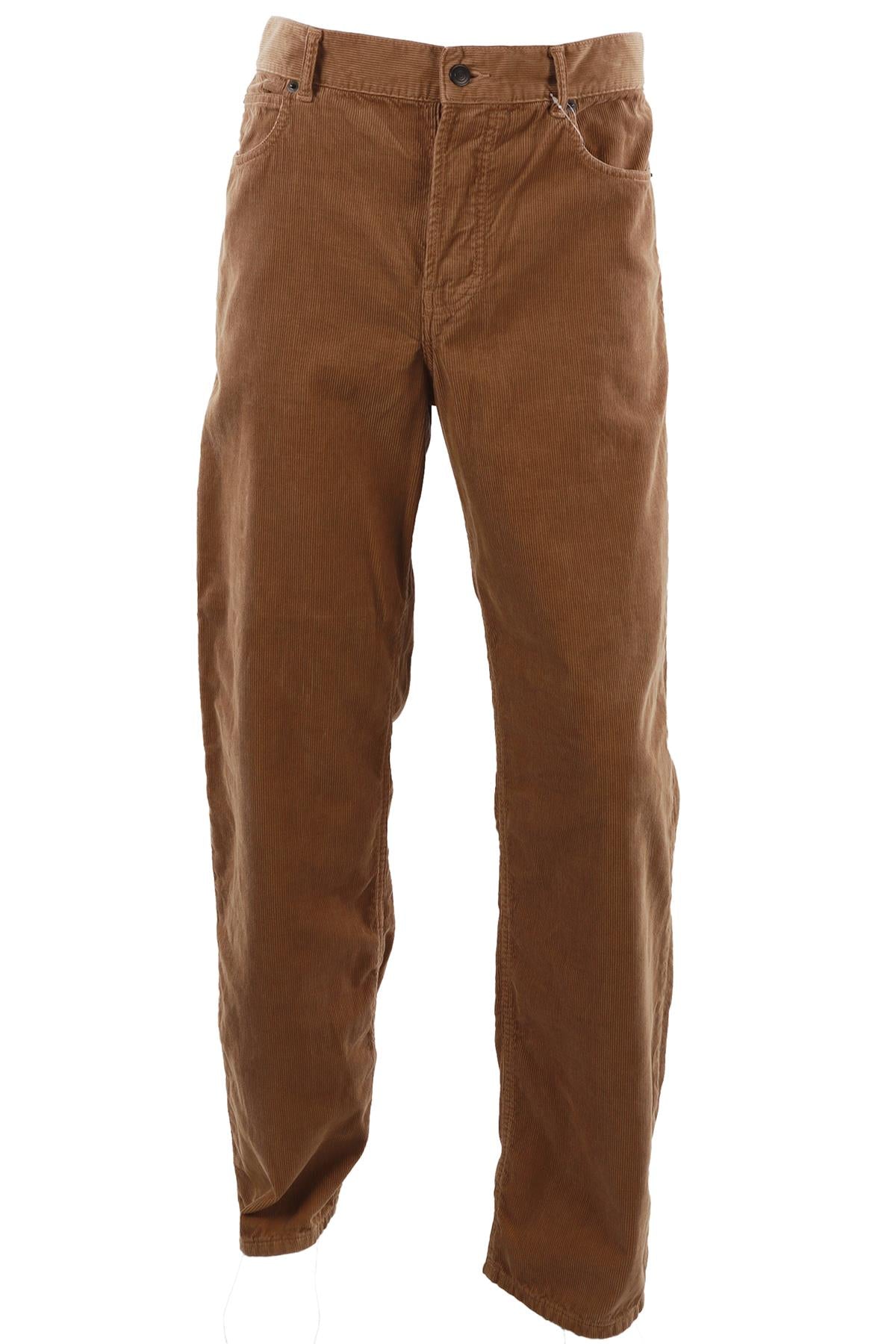 BEIGE MEN'S CORDUROY STRAIGHT LEG PANTS