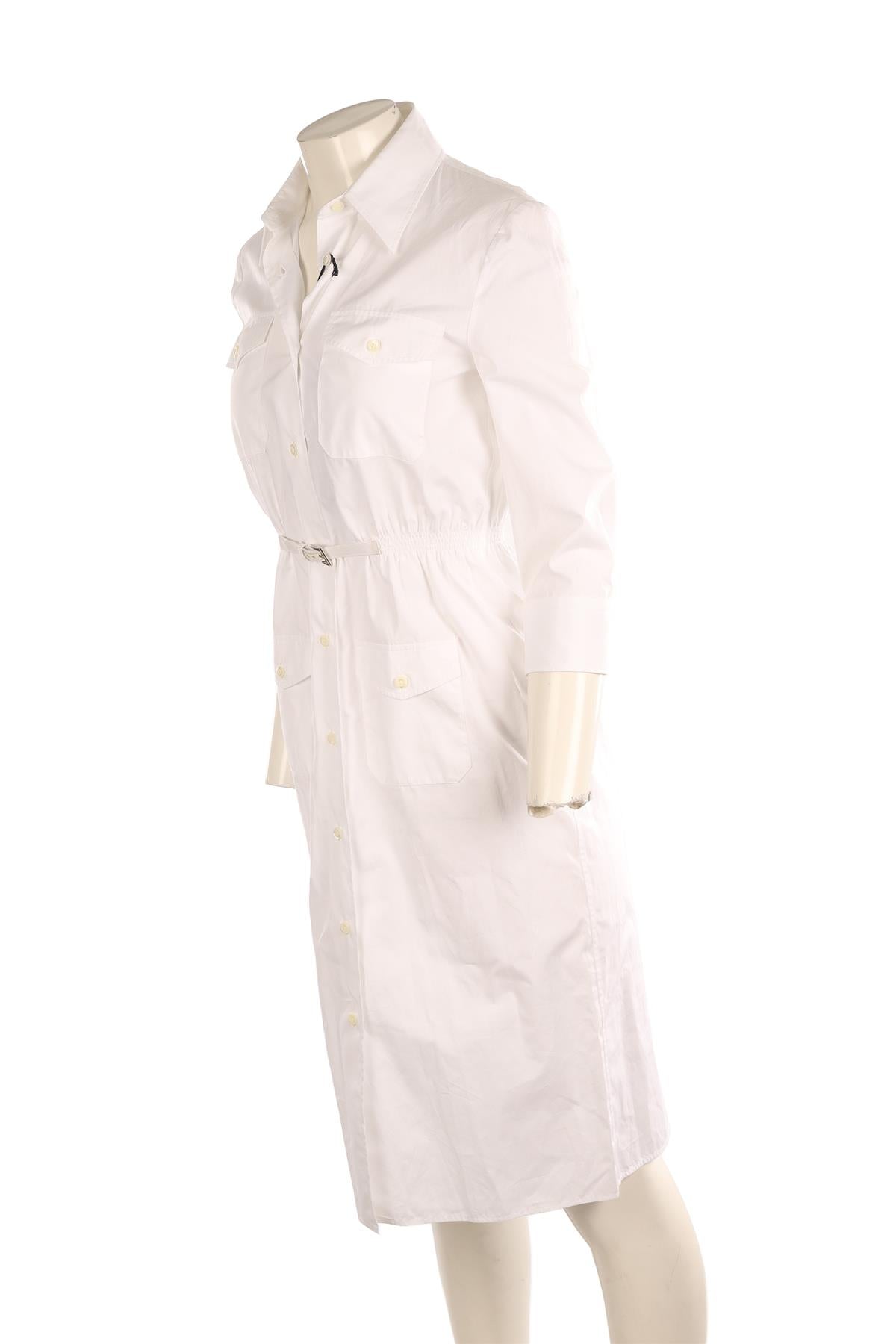 PRADA WHITE COTTON MIDI DRESS IT 38 UK 6
