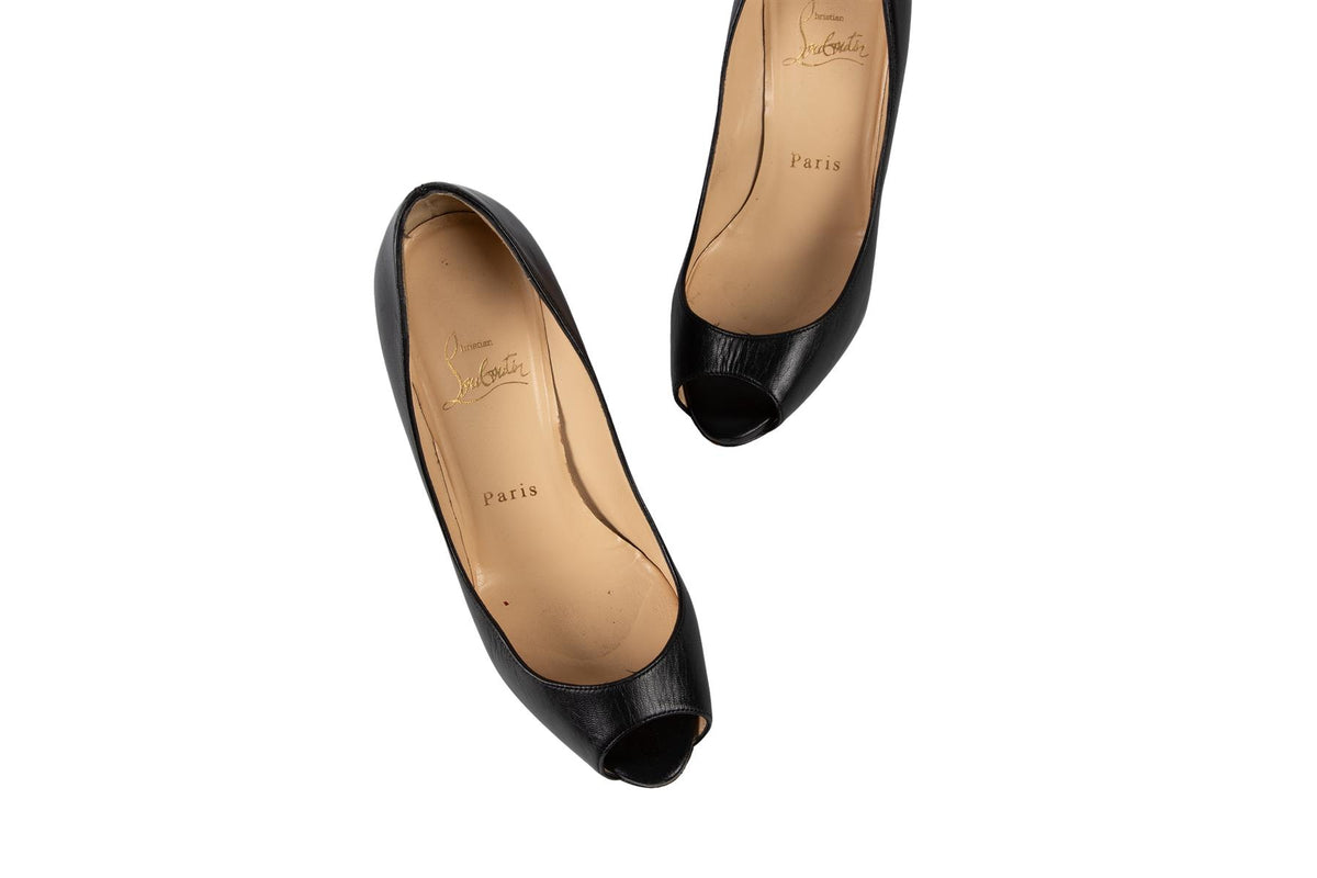 CHRISTIAN LOUBOUTIN BLACK LEATHER PUMPS EU 35.5 UK 2.5 US 5.5