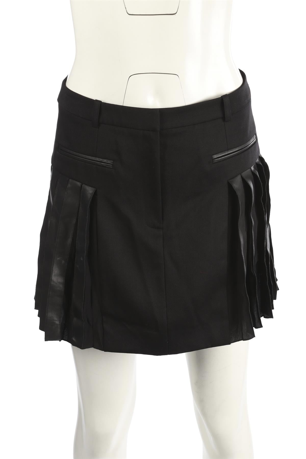 ALEXANDER WANG BLACK WOOL MINI SKIRT US 2 UK 6