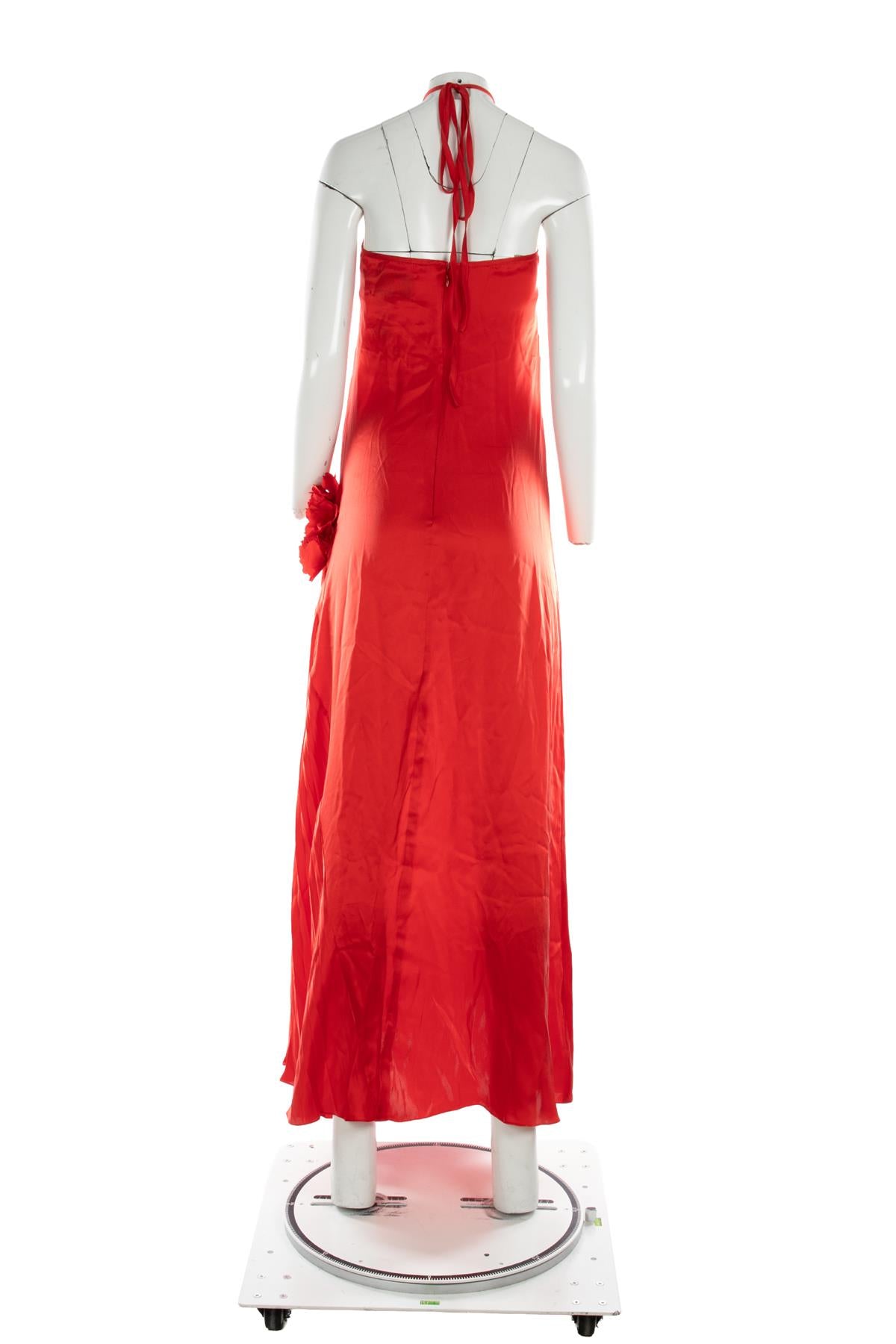 KIKA VARGAS RED SILK MAXI DRESS SMALL