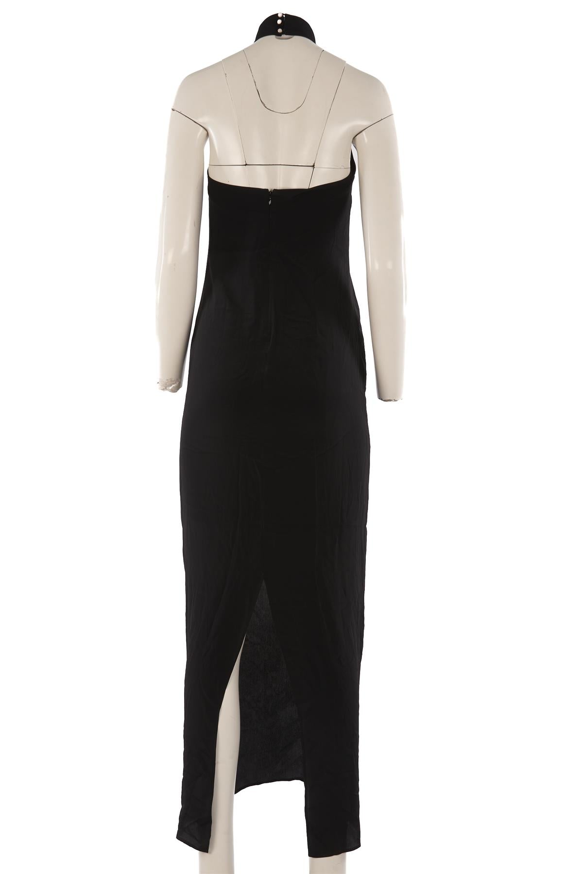 MÀGALA BLACK SILK MIDI DRESS SMALL