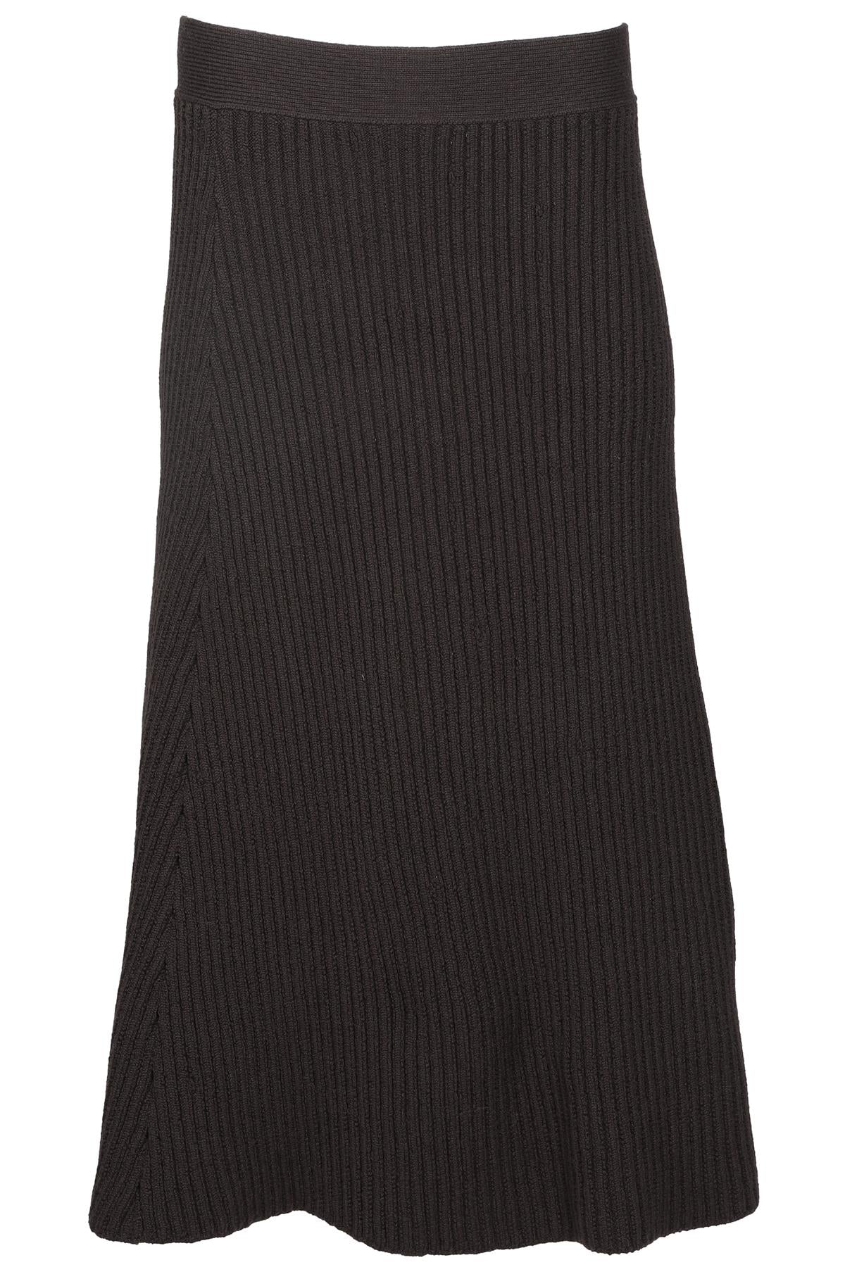 BOTTEGA VENETA BROWN WOOL MIDI SKIRT MEDIUM