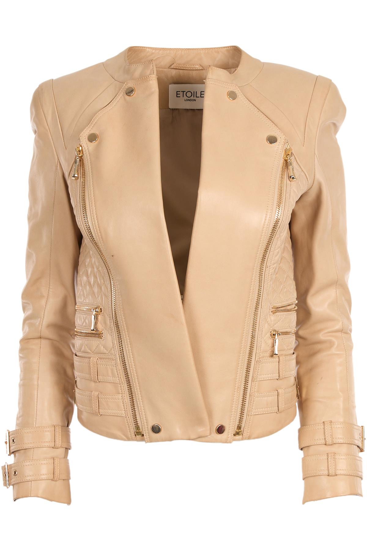 ETOILE LONDON BEIGE LEATHER JACKET IT 38 UK 6