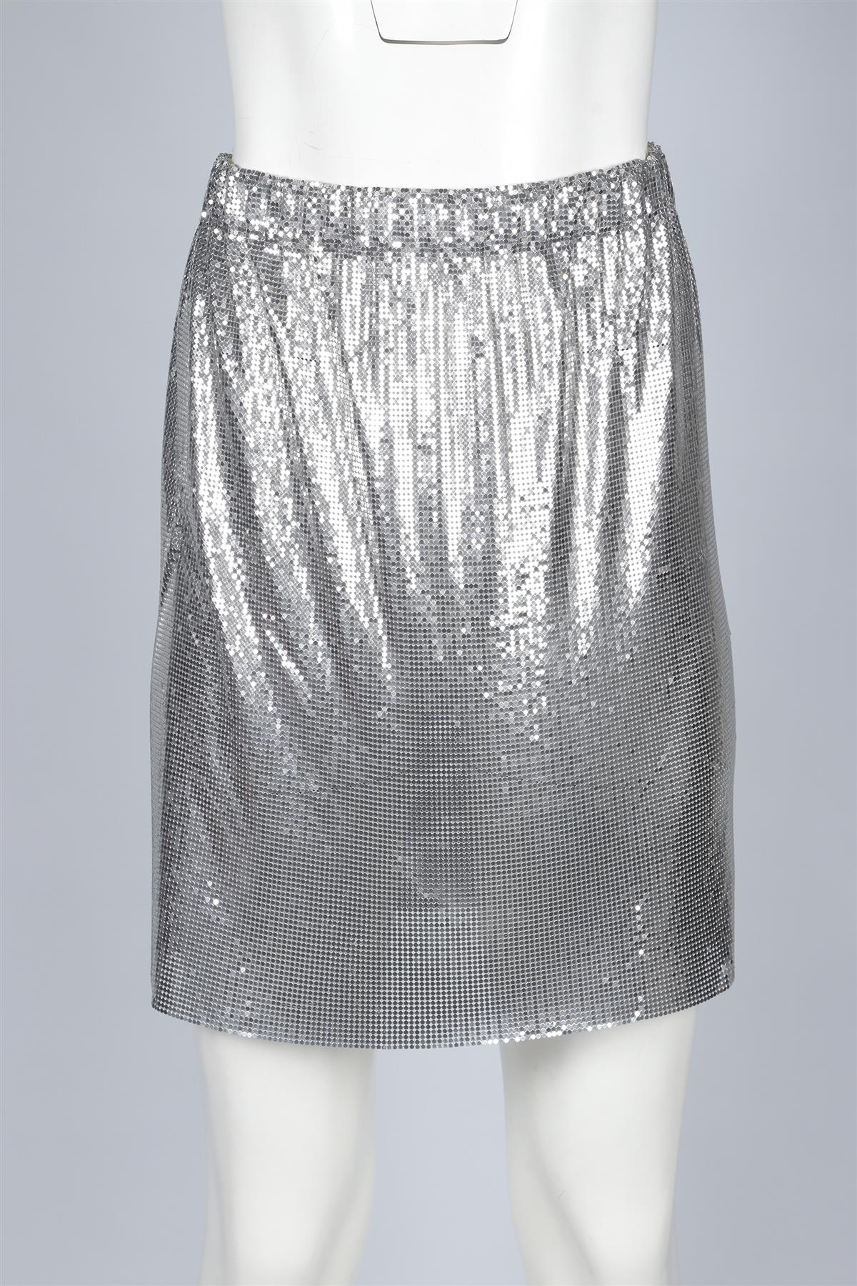 PACO RABANNE SILVER CHAINMAIL MINI SKIRT MEDIUM