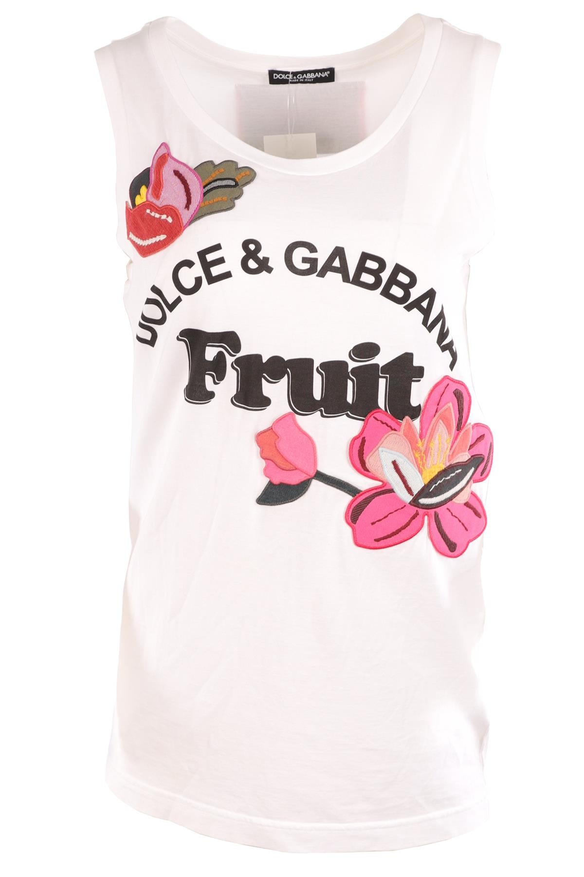 DOLCE & GABBANA WHITE COTTON TOP IT 40 UK 8