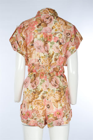 ZIMMERMANN PINK LINEN PLAYSUIT UK 14