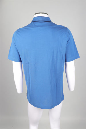 HERMÈS BLUE MEN'S COTTON POLO SHIRT MEDIUM