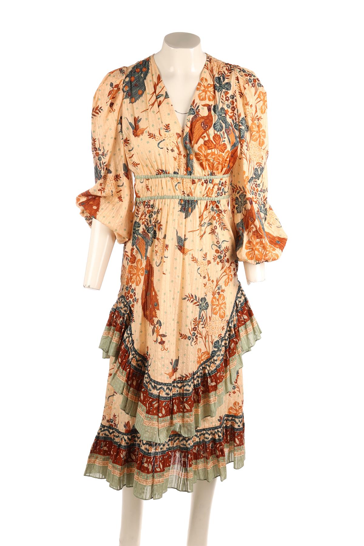 ULLA JOHNSON MULTI COTTON MAXI DRESS US 4 UK 8