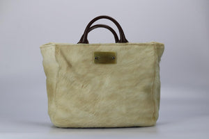 NICOLE DE RIVALS CALF HAIR AND LEATHER TOTE BAG