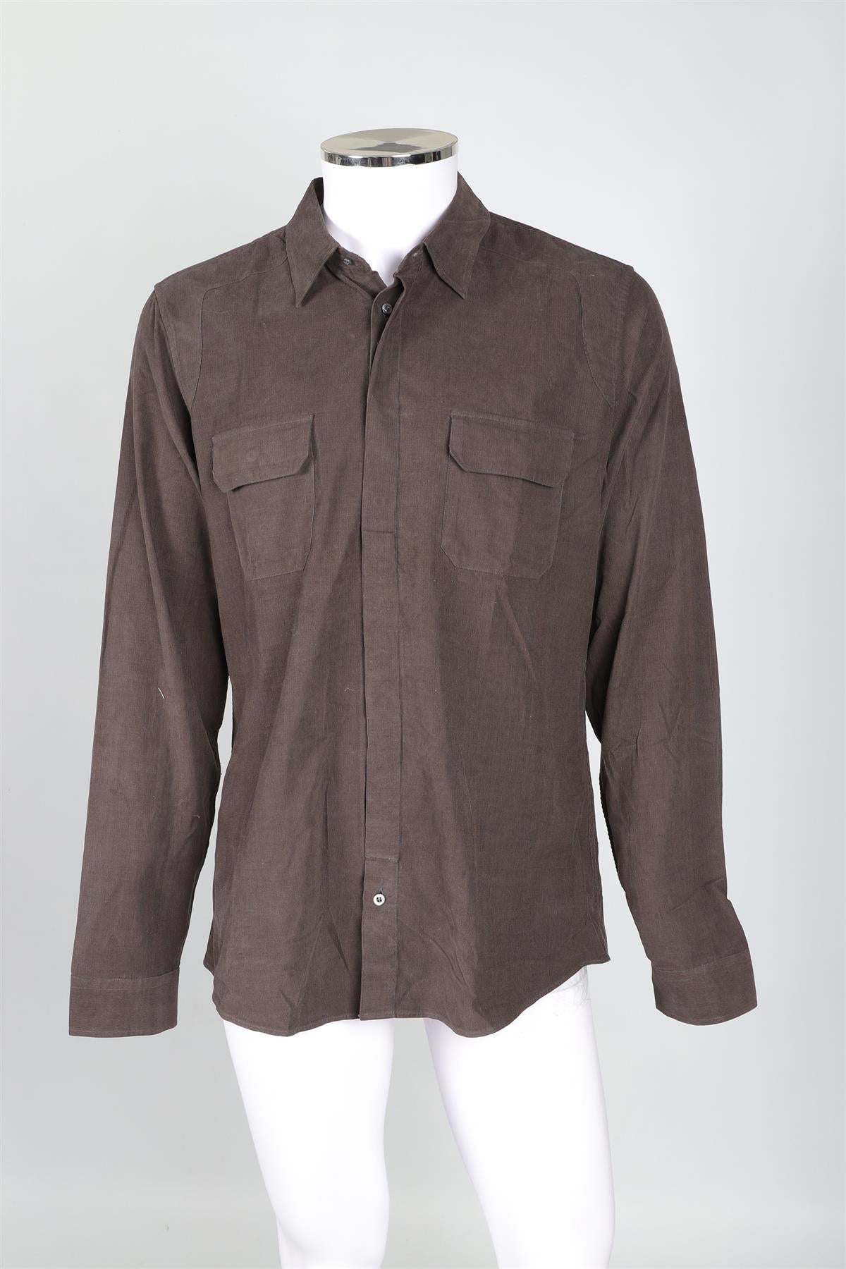 GUCCI BROWN MEN'S CORDUROY SHIRT LARGE