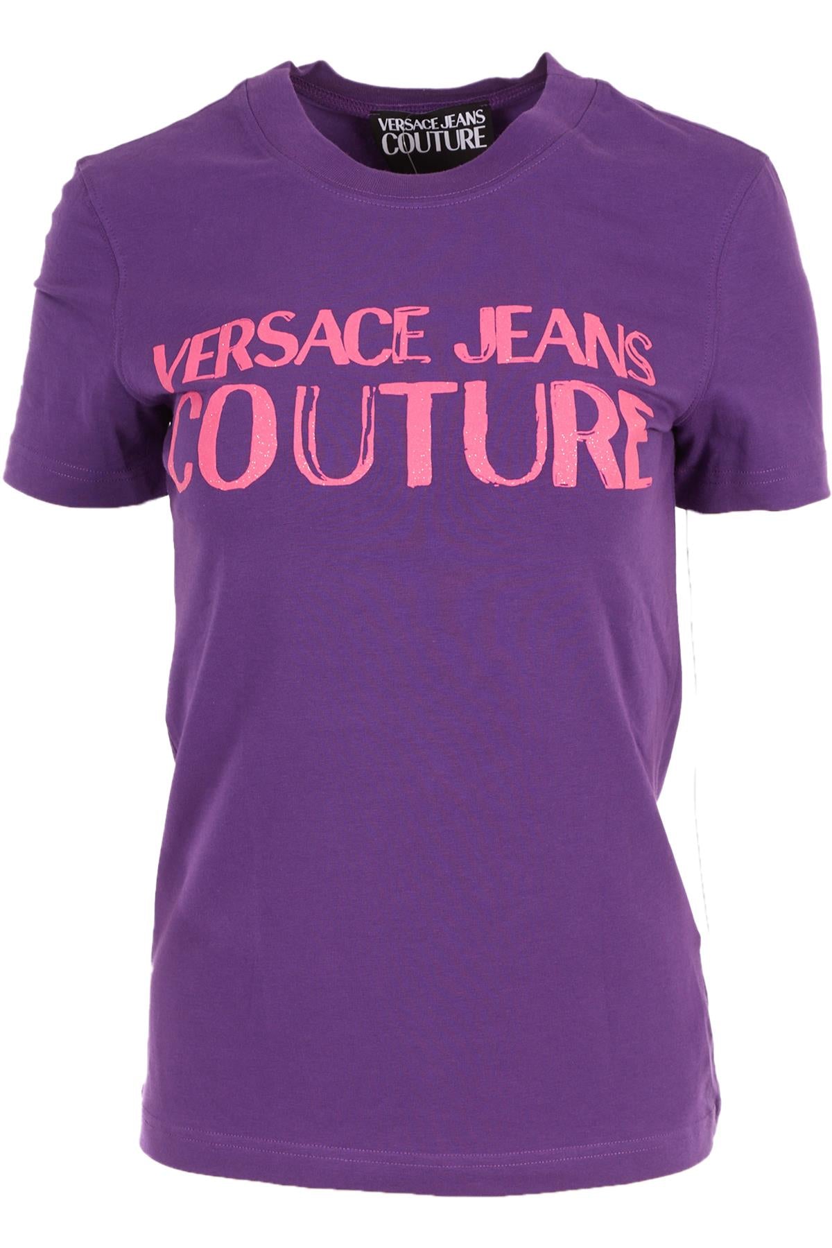 VERSACE JEANS COUTURE PURPLE COTTON T-SHIRT MEDIUM