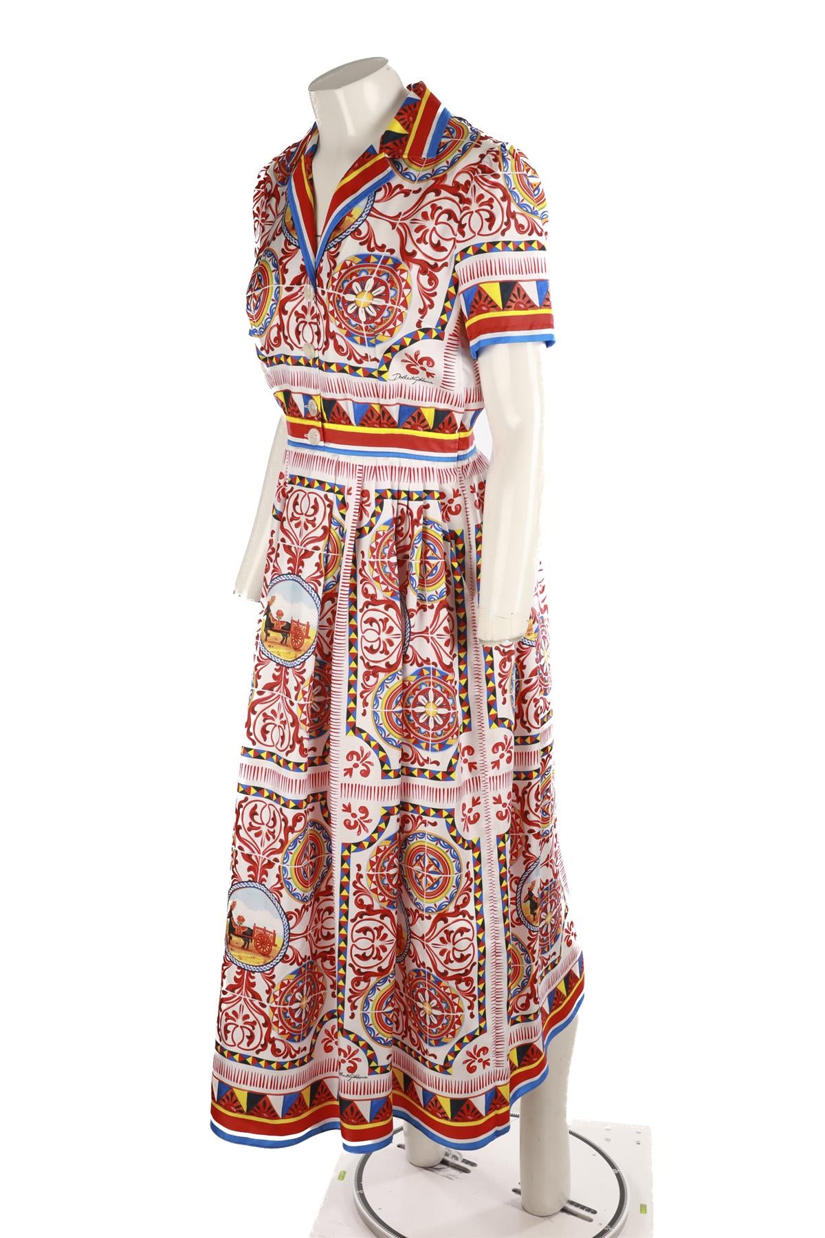 DOLCE & GABBANA MULTI SILK MIDI DRESS IT 42 UK 10