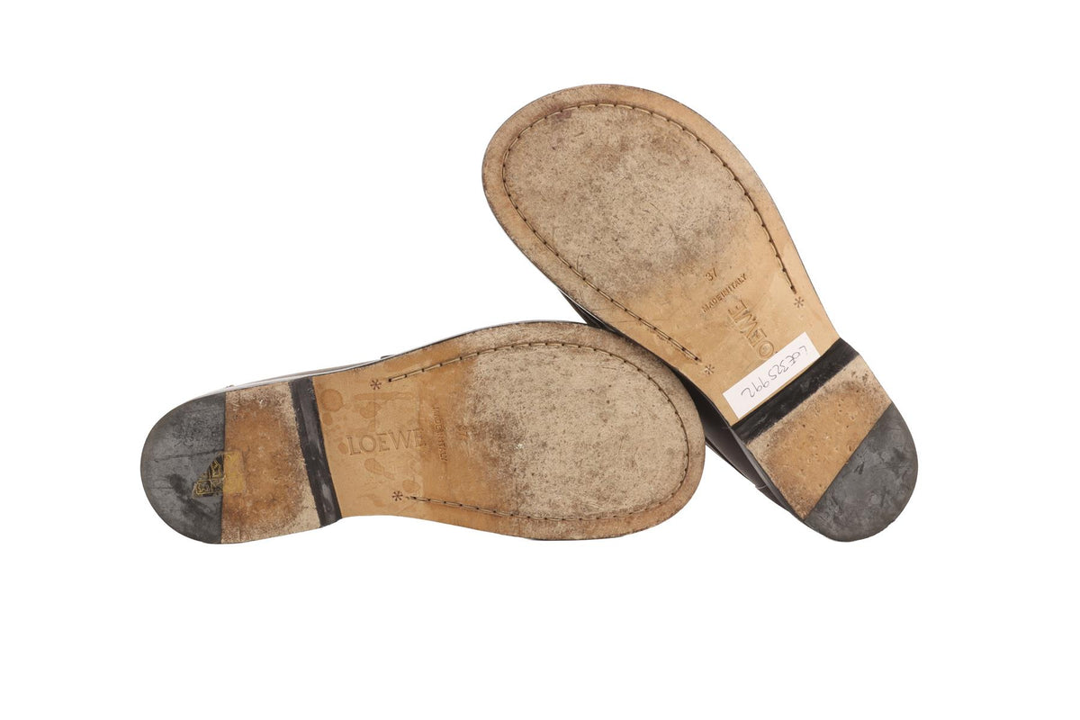 LOEWE BROWN CAMPO LEATHER LOAFERS EU 37 UK 4 US 7
