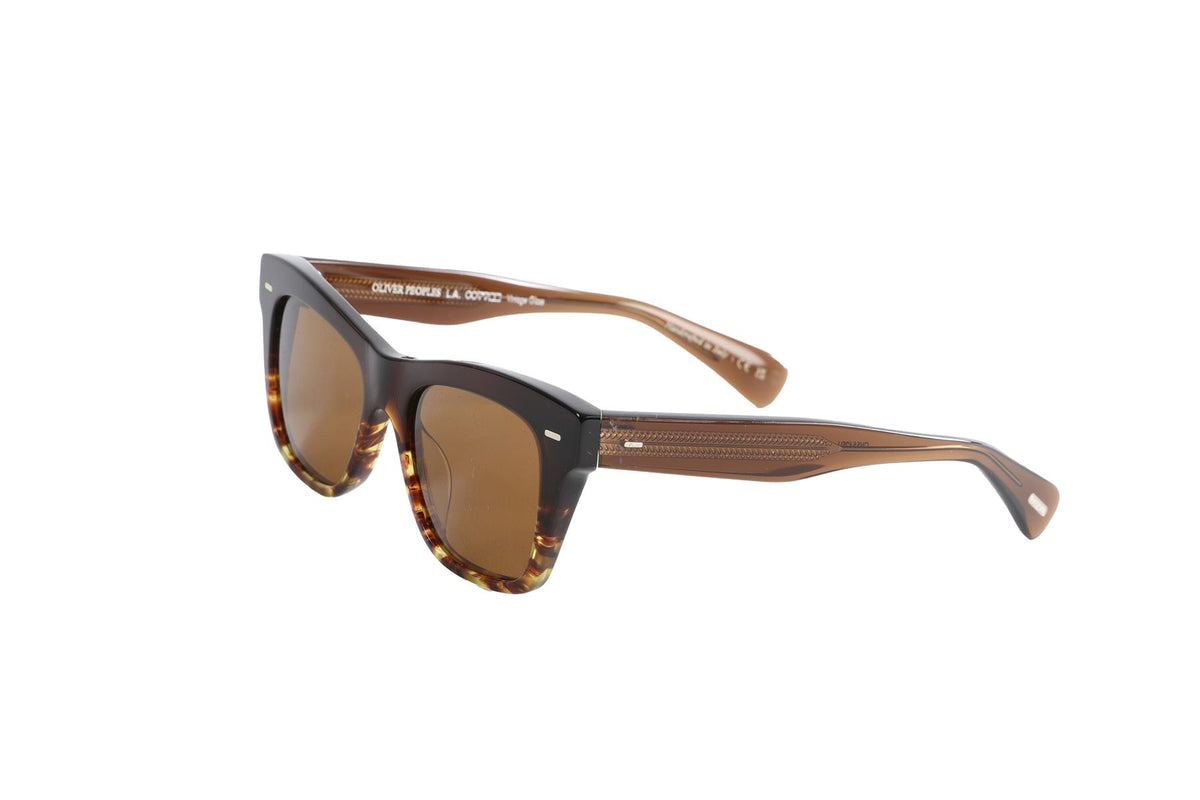 OLIVER PEOPLES BROWN SQUARE FRAME ACETATE SUNGLASSES