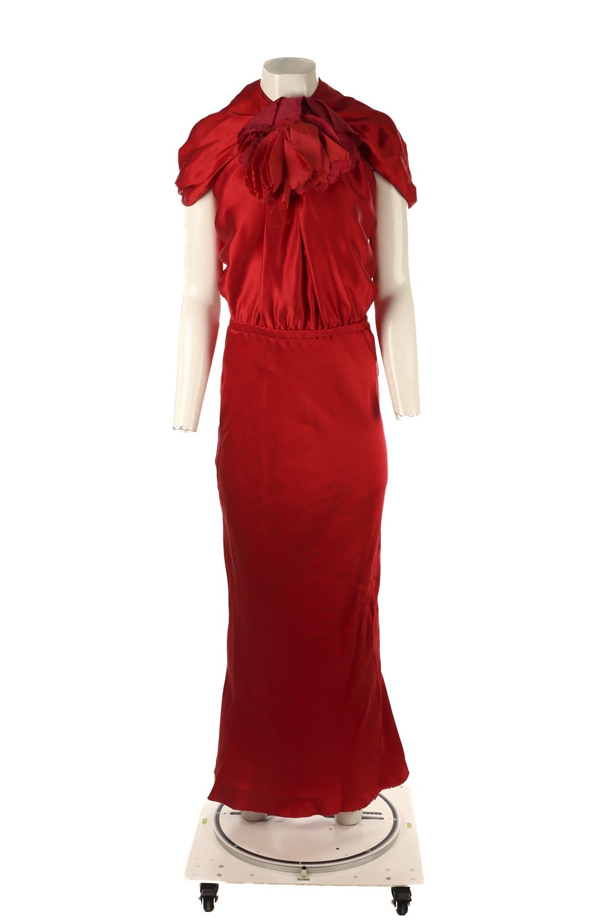 LANVIN RED VINTAGE SILK GOWN FR 40 UK 12