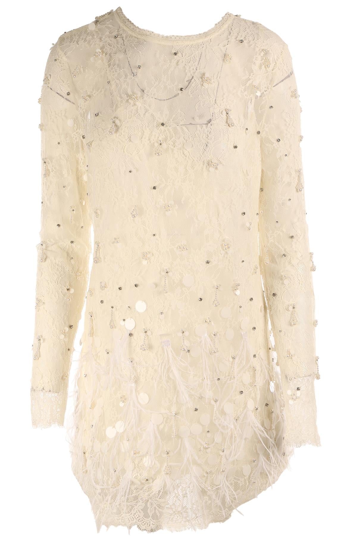 LOVESHACKFANCY CREAM LACE MINI DRESS UK 8