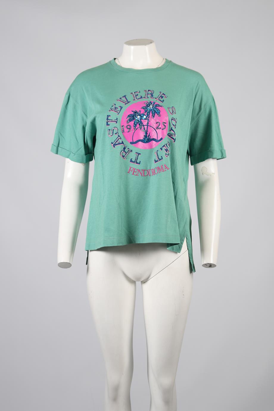 FENDI EMBELLISHED T-SHIRT MEDIUM