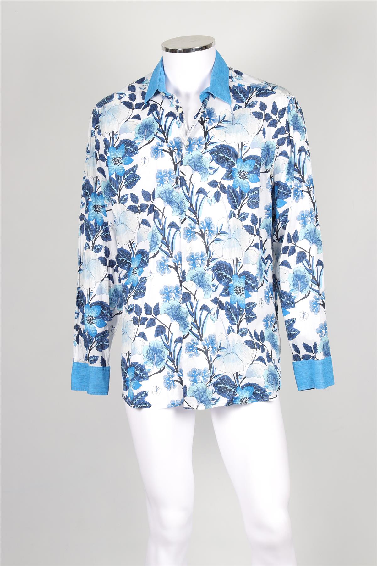 ETRO BLUE MEN'S COTTON SHIRT IT 44 UK/US CHEST 34