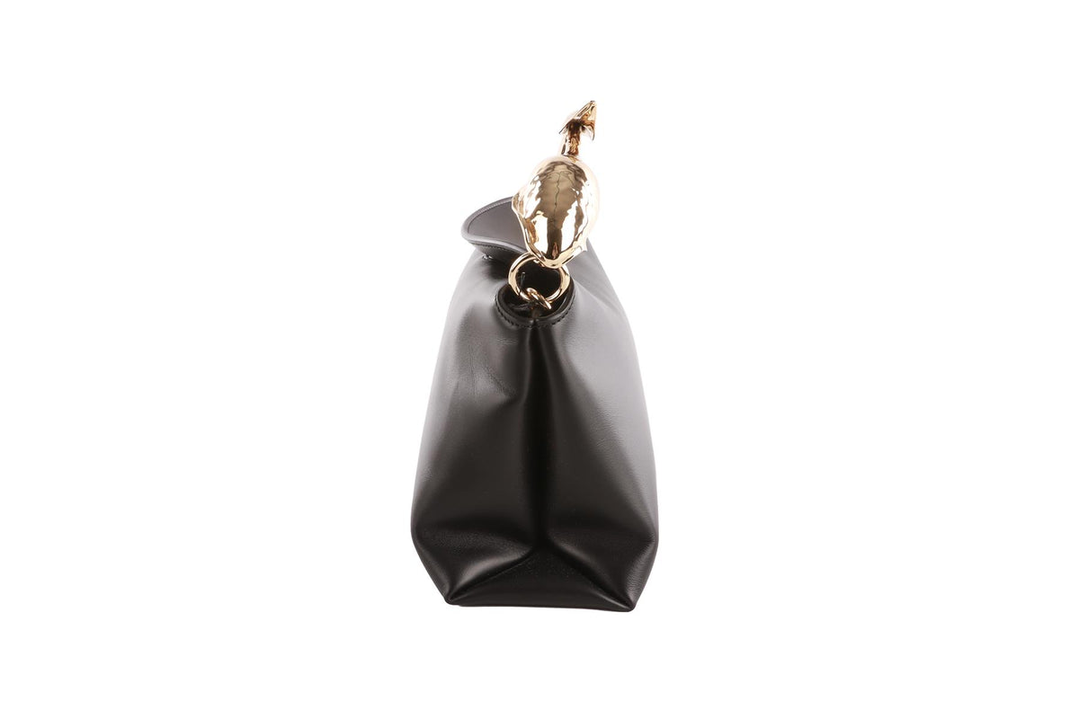 ERDEM BLACK BLOOM MEDIUM LEATHER TOTE BAG
