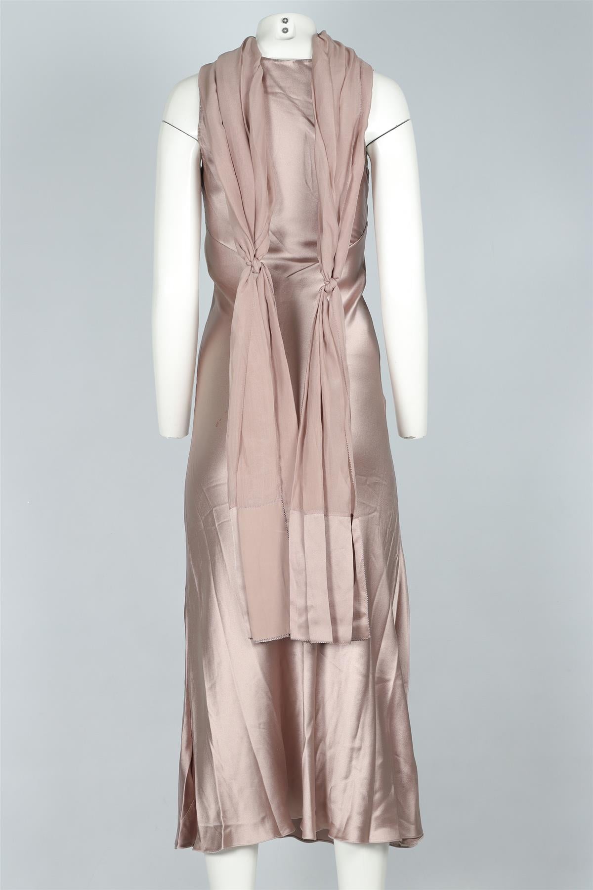 AMANDA WAKELEY GREY SILK MAXI DRESS AND SCARF UK 8