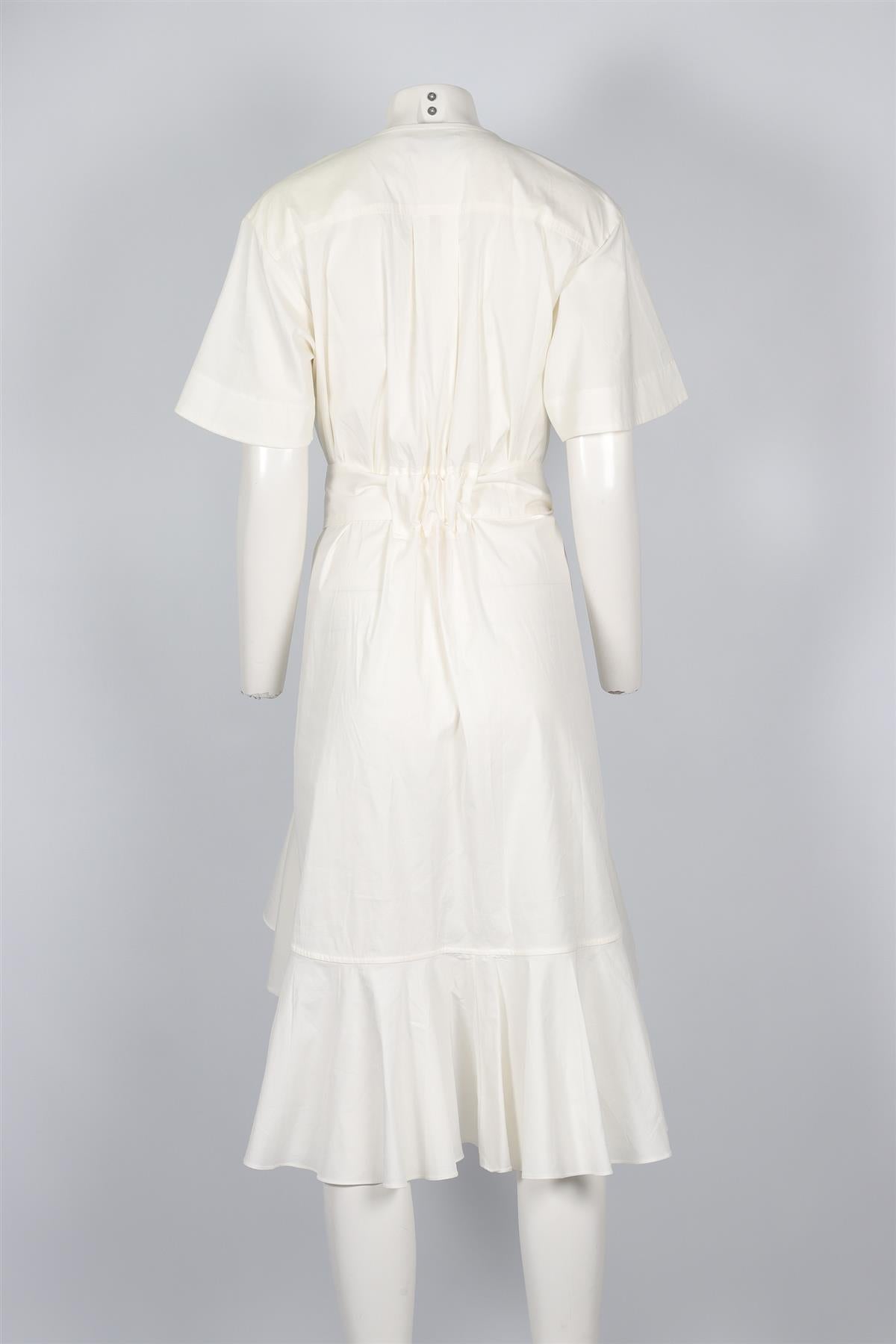 LEE MATHEWS WHITE COTTON MIDI DRESS US 0 UK 4