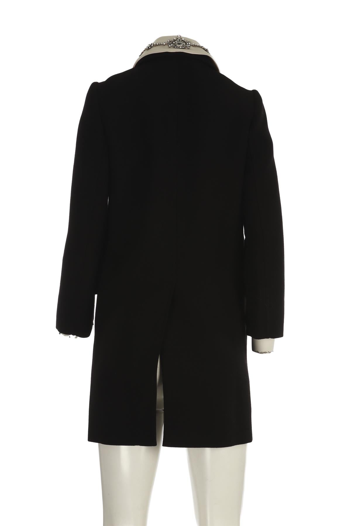 PRADA BLACK COAT WITH JEWELLED COLLAR IT 40 UK 8