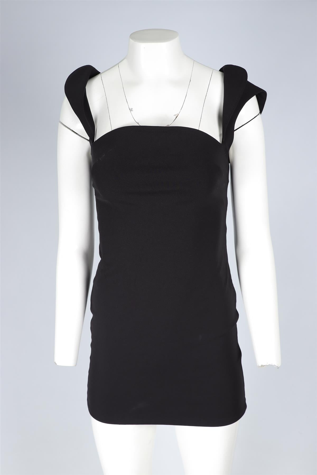 MUGLER BLACK CADY MINI DRESS FR 38 UK 10