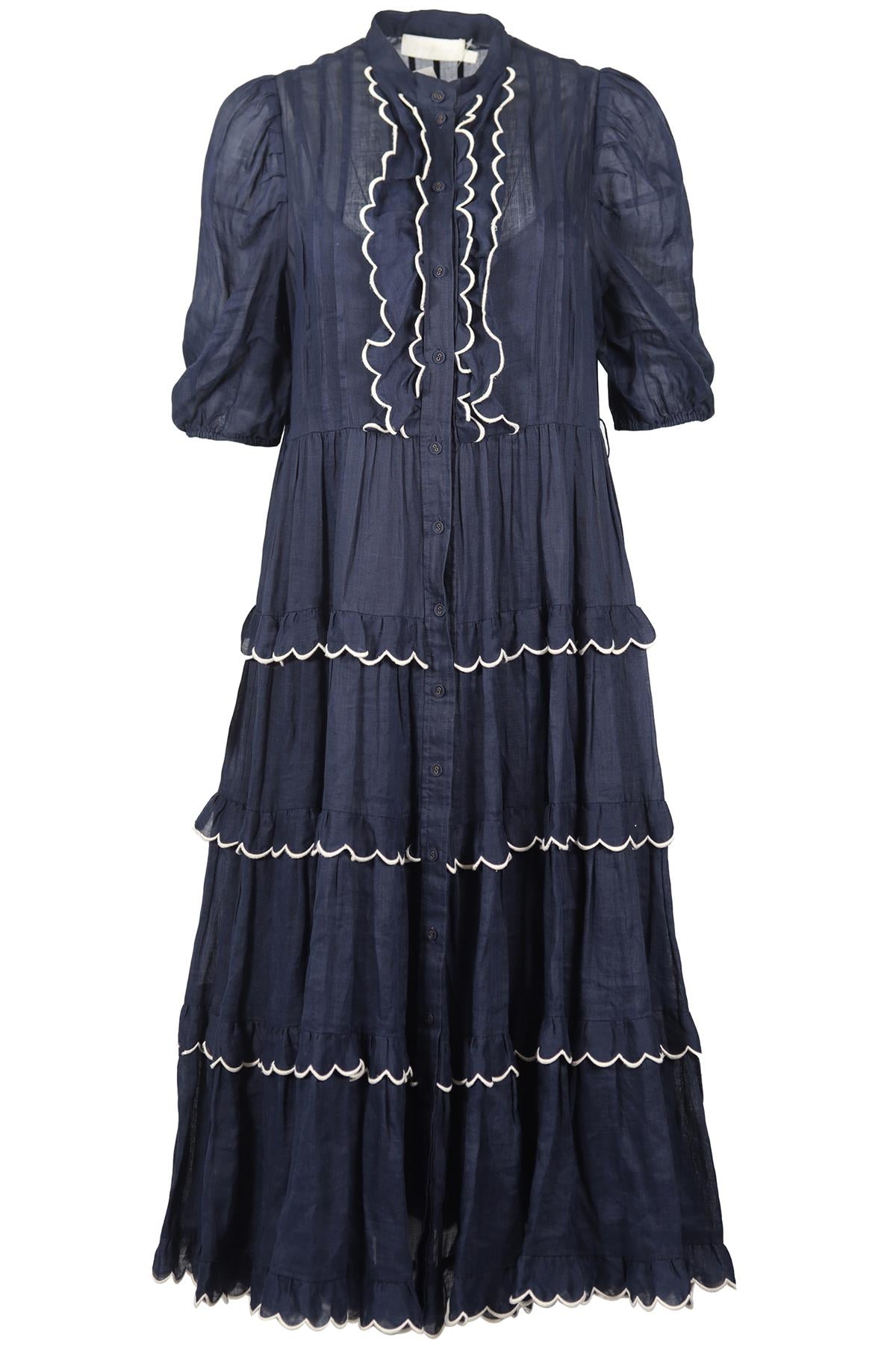 ZIMMERMANN LINEN MIDI DRESS UK 12