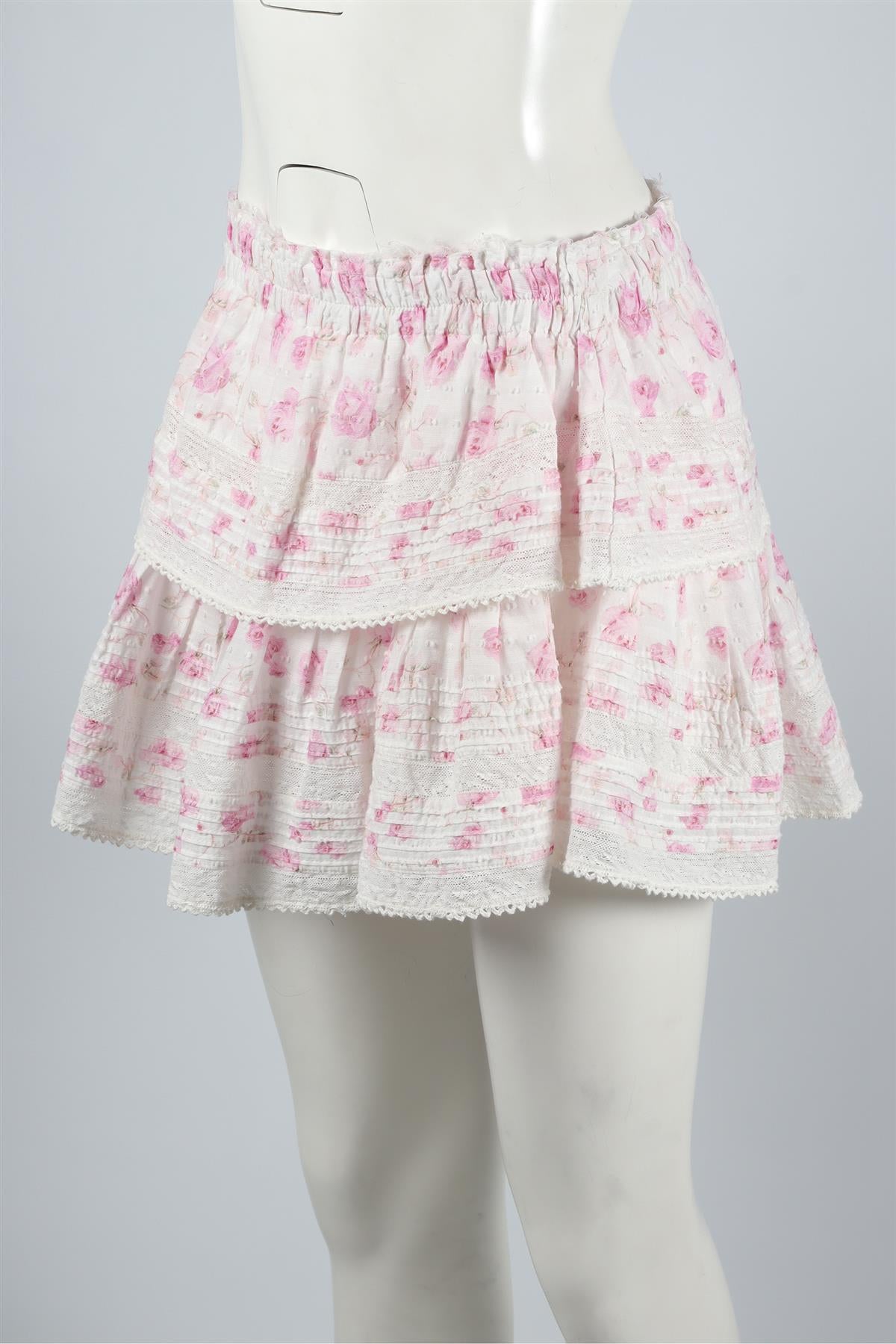 LOVESHACKFANCY WHITE COTTON MINI SKIRT MEDIUM
