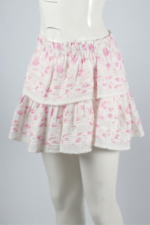 LOVESHACKFANCY WHITE COTTON MINI SKIRT MEDIUM